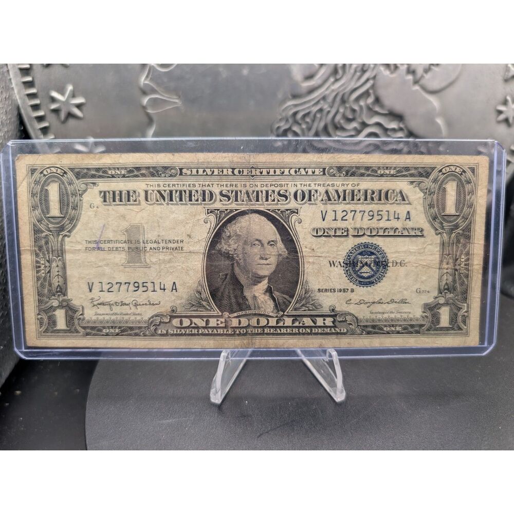 1957B $1 Silver Certificate • Blue Seal • V12779514A • Clean Circulated